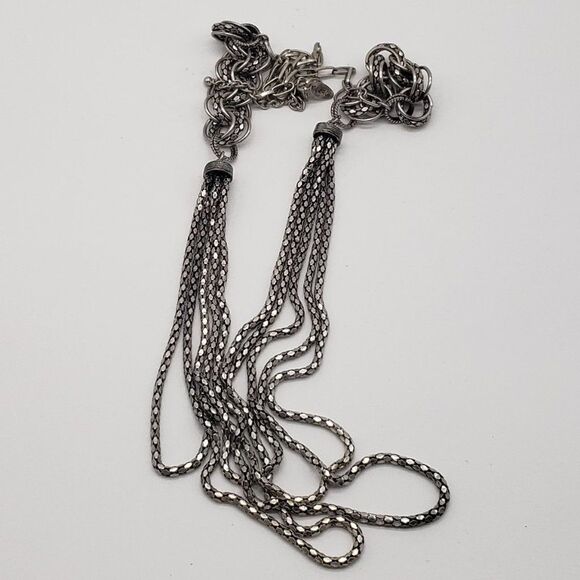 George Silver Tone 5 Strand Ring Link Necklace & Spring Silver Faux Gem Bracelet - Picture 4 of 14